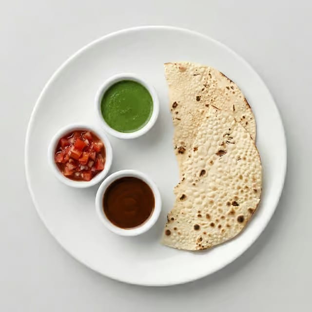 Chutney Trio with Roasted Papad.